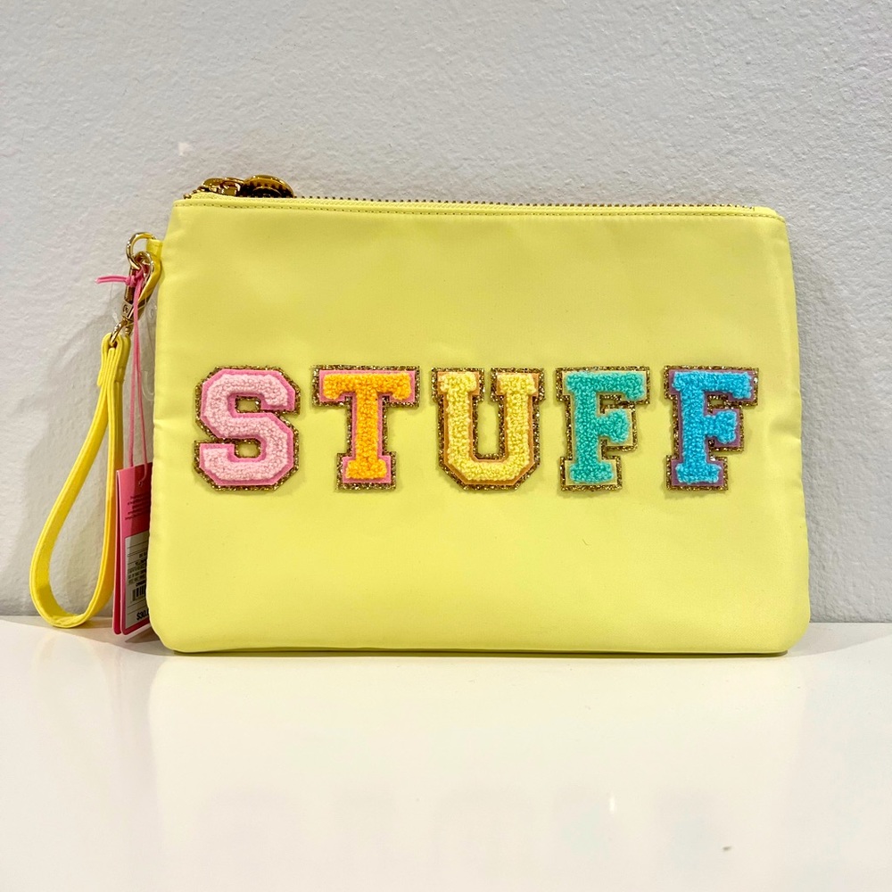 Stoney Clover Lane Yellow 'STUFF' Patch Wristlet
